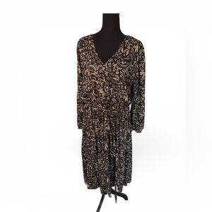 Lane Bryant Faux Wrap Floral Print Tie Waist MIDI Dress Tie Waist Size 16